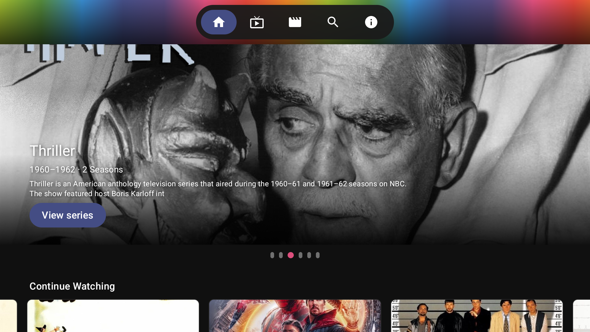 Reewynd home screen featuring classic films
